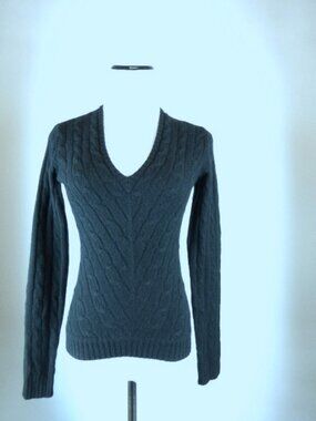 RALPH LAUREN BLACK LABEL 100% cashmere cable v sweater fitted S